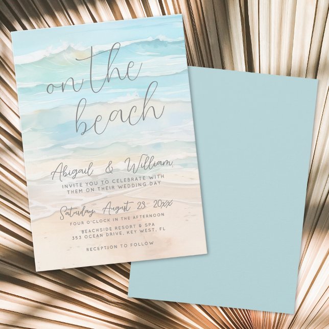 Invitation Mariage d'été à l'aquarelle sur la plage (Watercolor Summer On The Beach Wedding Invitation )
