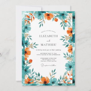 Invitation Mariage d'été abondant sarcelle orange