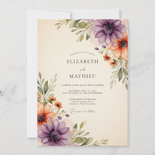 Invitation Mariage d'été Aqua Breezy (Devant)