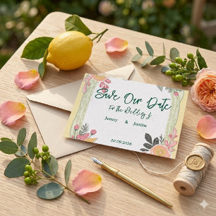 Invitation Mariage d'été au citron floral