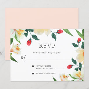 Invitation Mariage d'été audacieux, RSVP de cadre floral colo