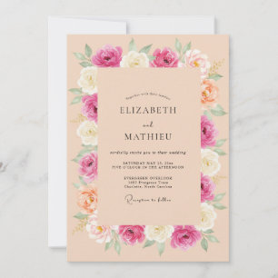 Invitation Mariage d'été aux pêches vives