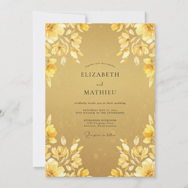 Invitation Mariage d'été baigné de soleil doré (Devant)
