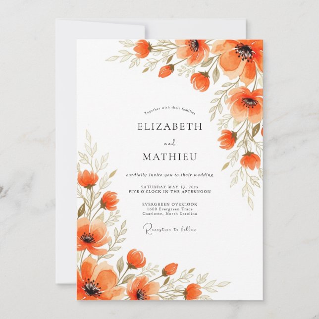 Invitation Mariage d'été Blissful Orange Brûlé (Devant)