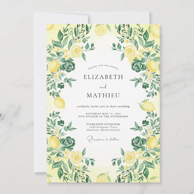 Invitation Mariage d'été Citrus Jaune Vivid (Devant)
