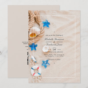 Invitation Mariage d'été cool sur la plage, réponse QR Code R