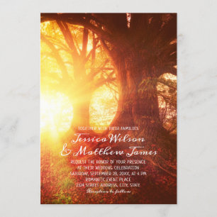 Invitation Mariage d'été de la forêt rustique Sunset Tree Cou