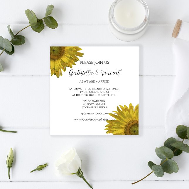 Invitation Mariage d'été de tournesol jaune (Créateur téléchargé)