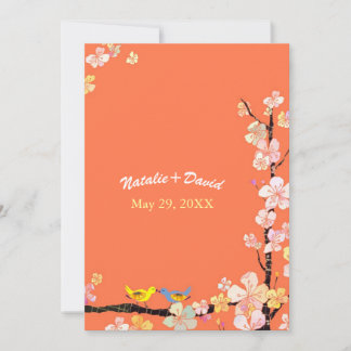 Invitation Mariage d'été des oiseaux baisers mignons