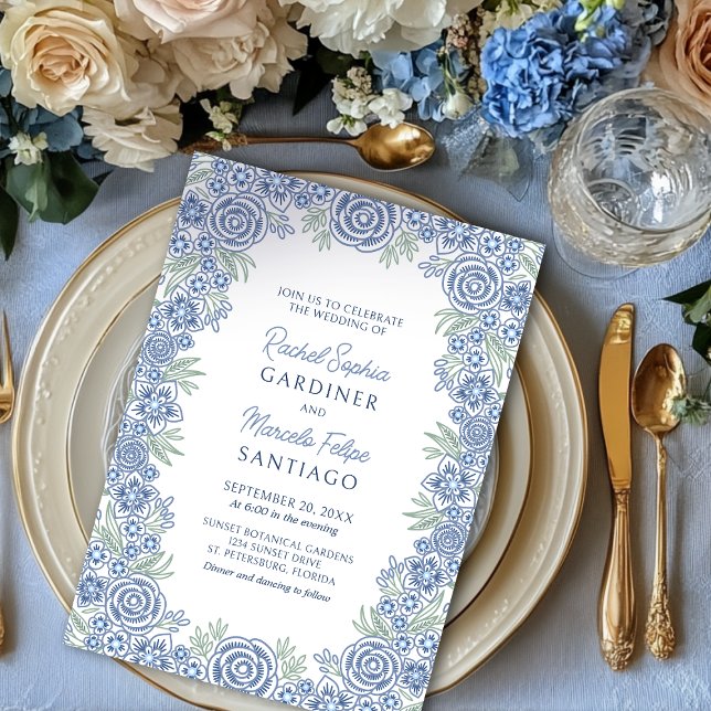 Invitation Mariage d'été Dusty Blue Garden (Créateur téléchargé)