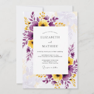 Invitation Mariage d'été effervescent jaune prune