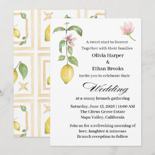 Invitation Mariage d'été élégant aux fleurs de citron et aux
