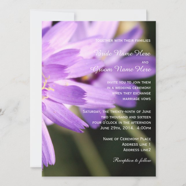 Invitation Mariage d'été élégant avec de jolies fleurs de mar (Devant)