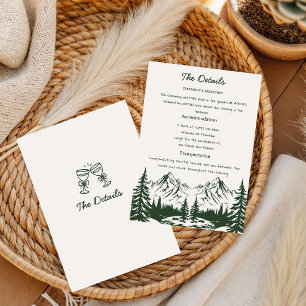 Invitation Mariage d'été en montagne dessiné à la main