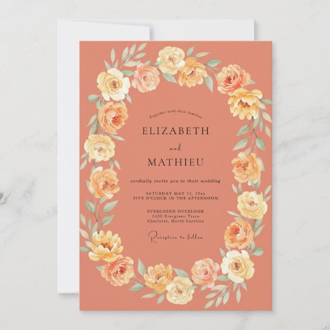 Invitation Mariage d'été en terre cuite séduisant (Devant)