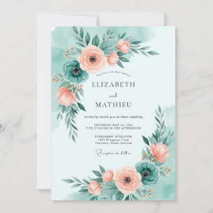 Invitation Mariage d'été ensoleillé vert menthe