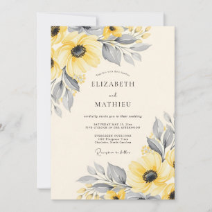 Invitation Mariage d'été époustouflant au charbon jaune