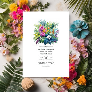 Invitation Mariage d'été floral avec feuillage de plage