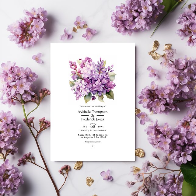 Invitation Mariage d'été floral de lilas au raisin (Créateur téléchargé)