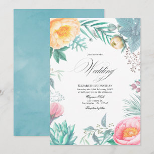 Invitation Mariage d'été floral tropical pastel démodé