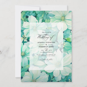 Invitation Mariage d'été floral vert menthe et coquille d'œuf
