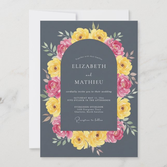 Invitation Mariage d'été gris charbon audacieux (Devant)