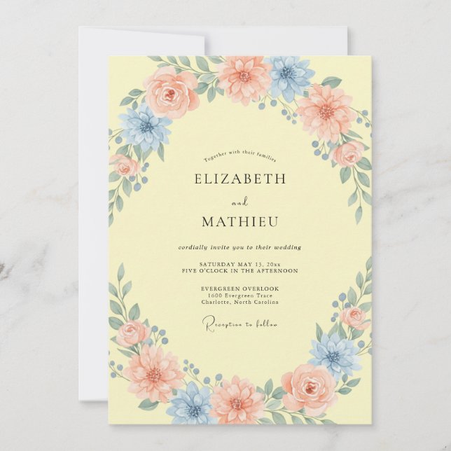 Invitation Mariage d'été jaune pâle et joyeux (Devant)