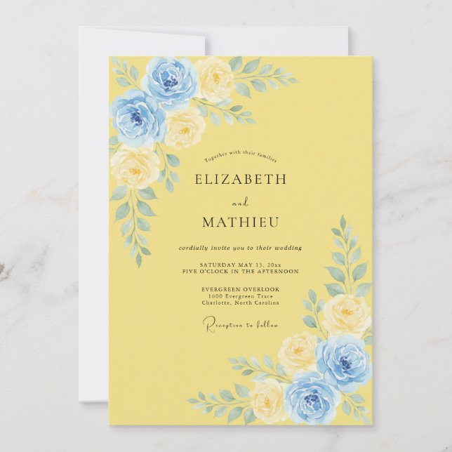 Invitation Mariage d'été jaune poli (Devant)