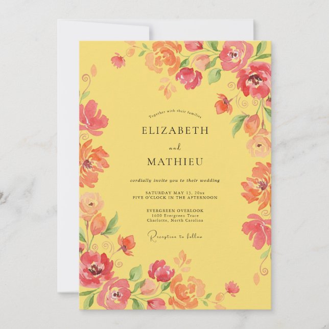 Invitation Mariage d'été jaune radieux (Devant)