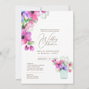 Invitation Mariage d'été joli Fleurs Style romantique