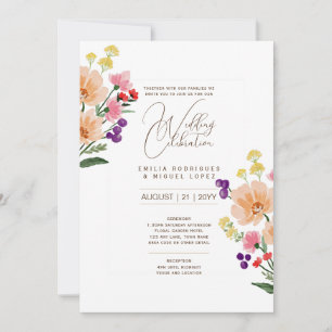 Invitation Mariage d'été joli Fleurs Style romantique