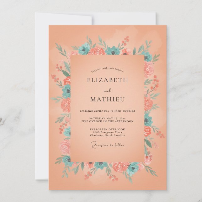 Invitation Mariage d'été lumineux aux abricots (Devant)