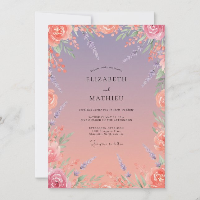 Invitation Mariage d'été lumineux lavande (Devant)