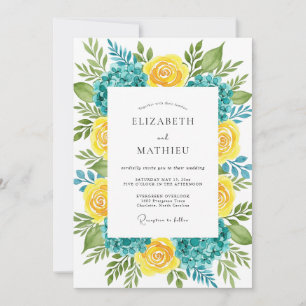 Invitation Mariage d'été luxuriant jaune sarcelle