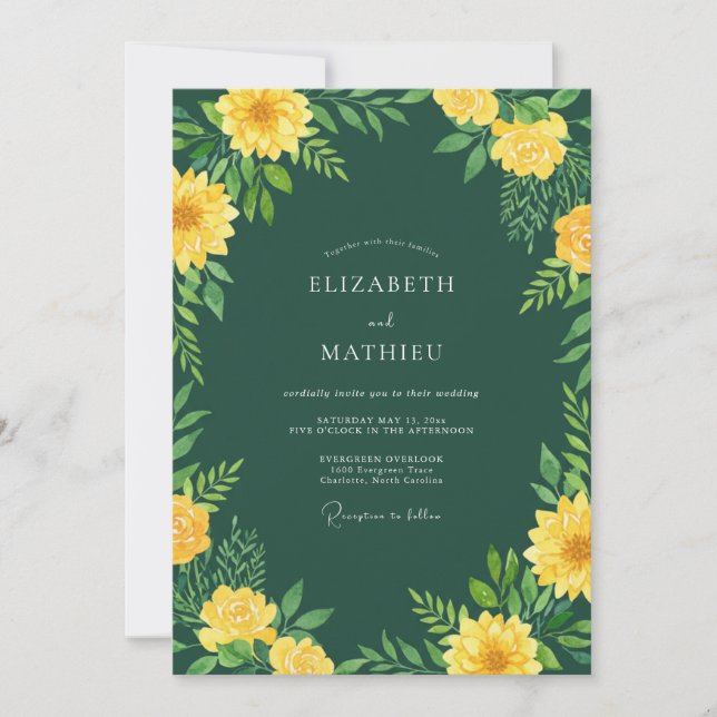 Invitation Mariage d'été radiant vert chasseur (Devant)