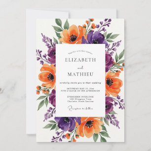 Invitation Mariage d'été radiant violet mandarine