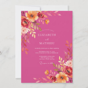 Invitation Mariage d'été resplendissant magenta
