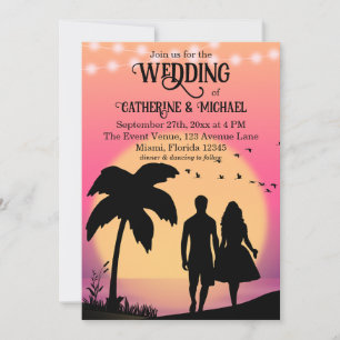Invitation Mariage d'été Retro Tropical Ocean Beach
