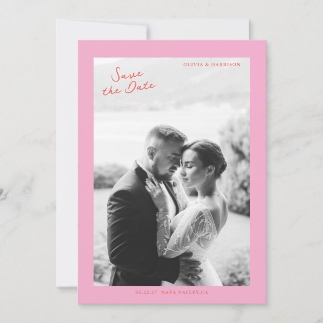 Invitation Mariage d'été rose Enregistrez la date (Devant)