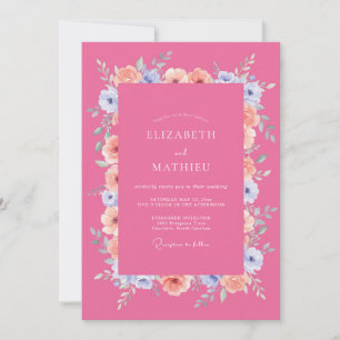 Invitation Mariage d'été rose vibrant chaud