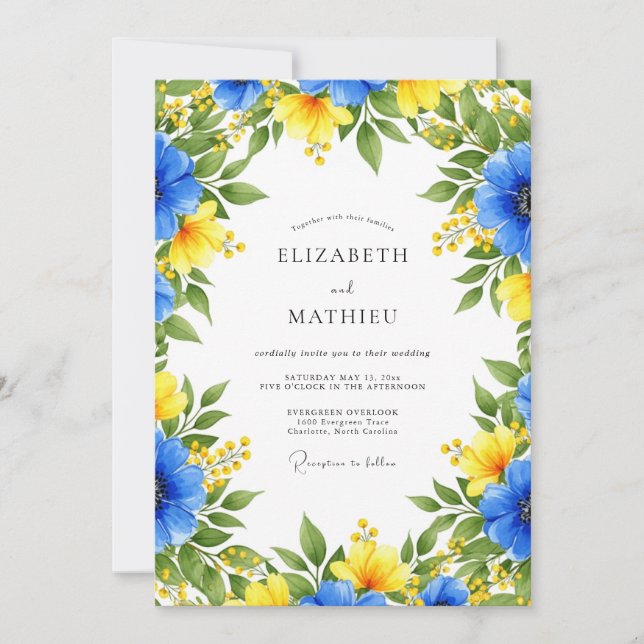 Invitation Mariage d'été royal bleu séduisant (Devant)