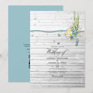 Invitation Mariage d'été rustique sur la plage avec QR Code R