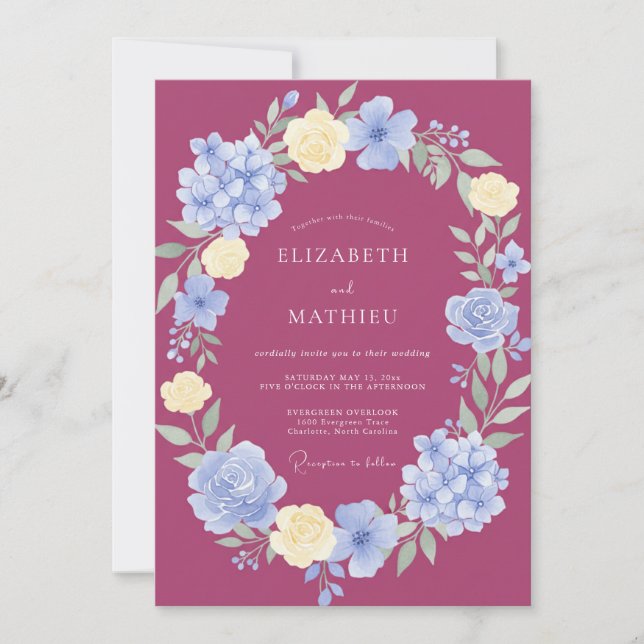 Invitation Mariage d'été saisissant magenta (Devant)