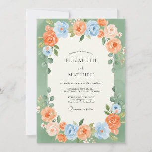 Invitation Mariage d'été serein de couleur sauge