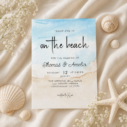 Invitation Mariage d'été sur la plage à l'aquarelle de plage
