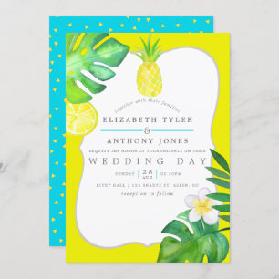 Invitation Mariage d'été Turquoise et Jaune