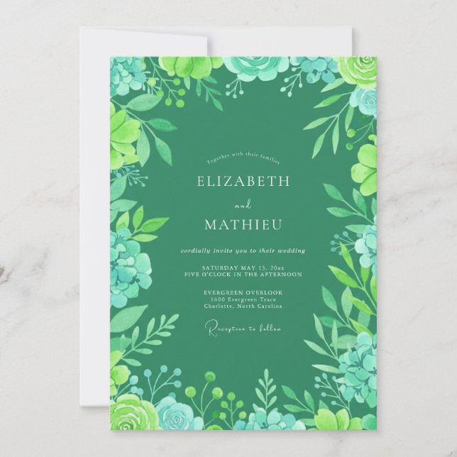 Invitation Mariage d'été vert Kelly vif (Devant)