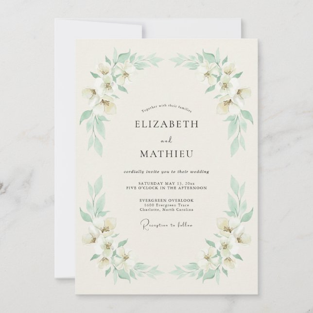 Invitation Mariage d'été vert menthe aéré (Devant)