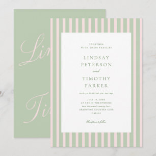 Invitation Mariage d'été vert sauge rose