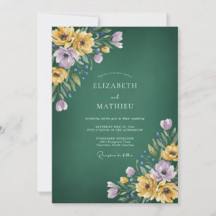 Invitation Mariage d'été vibrant en forêt verte